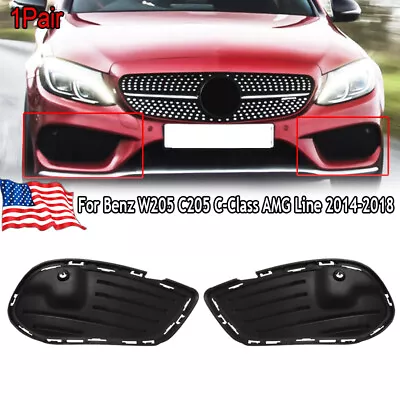 Pair Front Bumper Fog Grille Cover Fit For Mercedes Benz C-Class W205 2015-2016 • $36.89