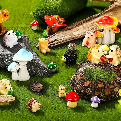 30 Pcs Fairy Outdoor Garden Accessories Resin Mini Hedgehog Mushroom Miniature F • $23.99