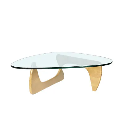 Triangle Glass Coffee Table Modern-Noguchi Coffee Table Glass Solid Wood • $299