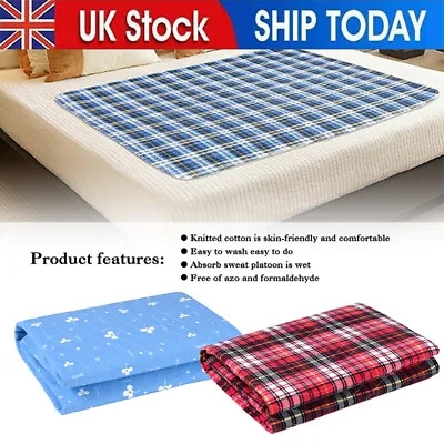 Washable Adults Elderly Incontinence Protector Bed Pad Sheet Urine Mats Reusable • £15.99