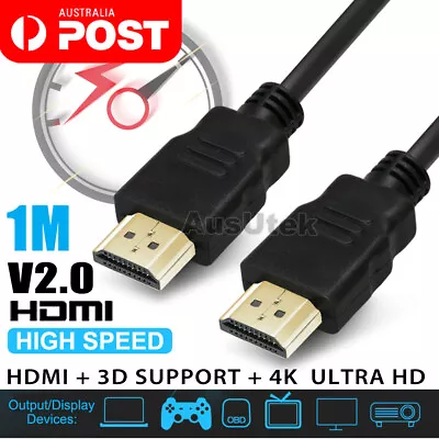 Premium HDMI Cable V2.0 Gold Plated High Speed 3D 4K Ultra HD 1m 2m 3m 5m SYD • $6.95