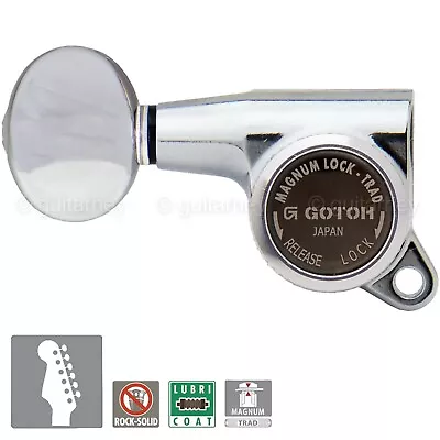 Gotoh SG381-05 MGT 6 In-Line Set MAGNUM Locking OVAL Button LEFT-HANDED - CHROME • $119.81