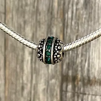 Birthstone May Emerald CZ Green Ball Silver European Charm Bead Fit For Bracelet • $14.95