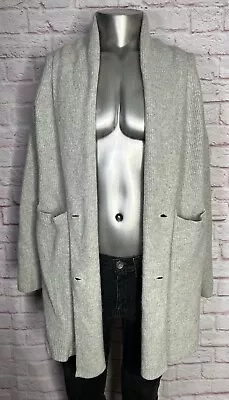 J. Crew Women's Duster Cardigan Grey Size Large Sweater Coat Merino Wool • $24.95
