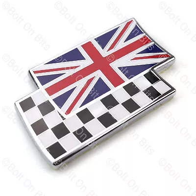 Union Jack Chequered Flag Overlay Badge Metal Enamel Self Adhesive MG ZR ZS ZT • £9.99