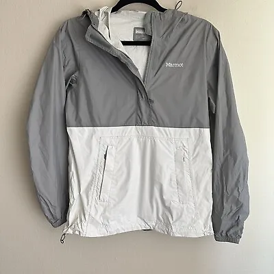 Marmot PreCip Rain Jacket Womens XS 1/4 Zip Lightweight Waterproof White Gray • $20