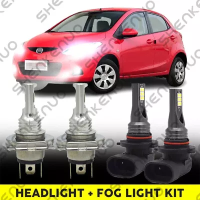 For Mazda 2 2011 2012 2013 2014 - 4PC 6000K LED Headlight Hi/Lo Fog Light Bulbs • $26.63