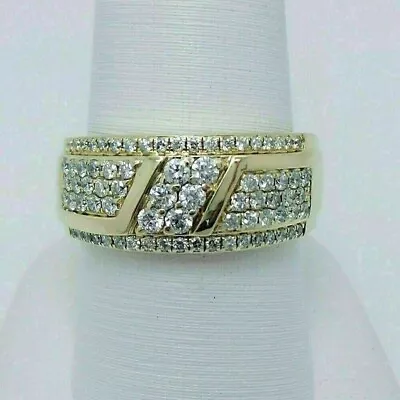 Men's 2 Ct Round Cut Moissanite Wedding Band Ring 14K Yellow Gold • $1323.99