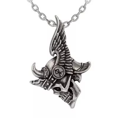 ALCHEMY VIKING SKULL HORNED HELMET PENDANT Journey To Valhalla Einherjar Warrior • £21.95