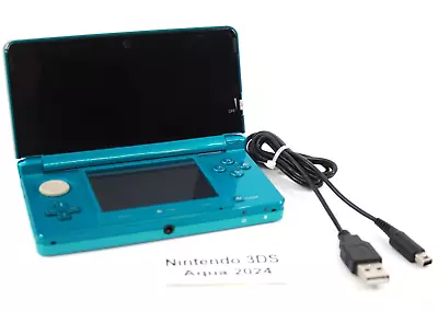 Genuine Official Nintendo 3DS Aqua Blue + USB Charging Cable • $240