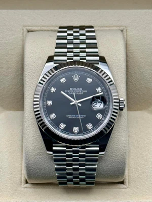 $13899 • Buy 2019 Rolex Datejust 41mm 126334 Stainless Steel Black Diamond Dial Jubilee