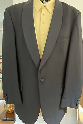 Men’s VTG Bill Blass Tuxedo Jacket Sportcoat BLK Wool Satin Shawl Collar 46R USA • $59.95