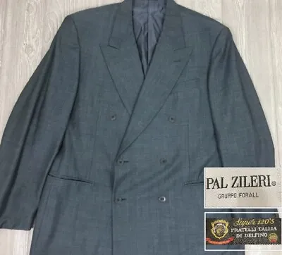 Pal Zileri Mens Super 120s Wool Blue Double Breasted Sport Coat 42 Long (t13) • $40