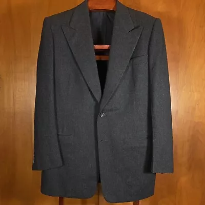 Vintage 1950s Gray Flannel Sport Coat 40R Suit Jacket Peak Lapel 1940s Coat • $166.92