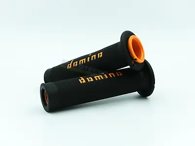 Domino Full Diamond Black & Orange A010 Road Race Grips To Fit KTM Bikes • £19.50