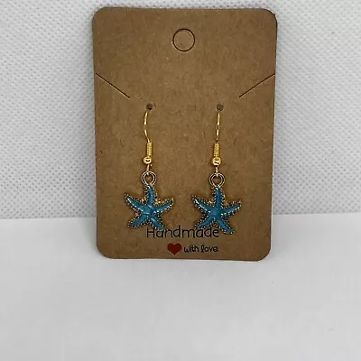 Blue Starfish Earrings Dangle Ocean Theme Earrings Gift Idea • $8.99
