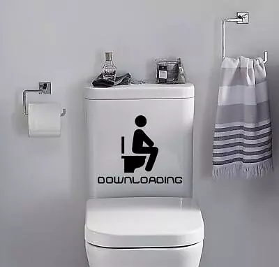 £2.75 • Buy Toilet Funny Sticker DOWNLOADING Vinyl Decal Bathroom Wall Door Seat Home Decor