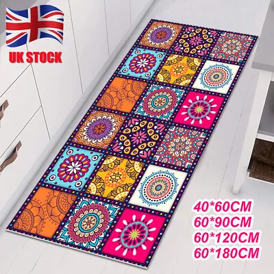 Bohemia Non Slip Hall Runner Rugs Hallway Rug Kitchen Carpet Floor Mat Washable • £11.59