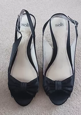 Ladies Wallis Black Sling Back Peep Toe Shoes With High Heels Size 39/6 • £2.50