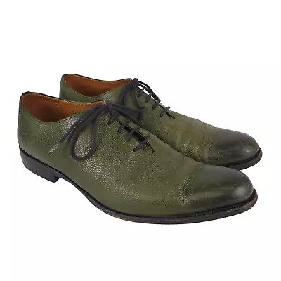 JOHN FLUEVOG Men's 104 Prince St Oxford Shoes Size 9.5 Green Leather Lace Up • $75