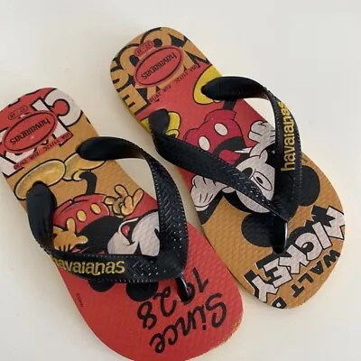 Havaianas Red Yellow Mickey Mouse Disney 1928 Flip Flops Sandals Size 11/12 • $5