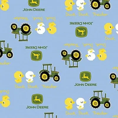 JOHN DEERE Duck Duck Tractor Blue Sewing  Quilting Cotton Fabric FQ • $6.95
