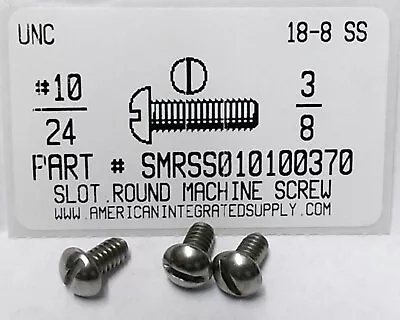 #10-24x3/8 Round Head Slotted Machine Screws Stainless Steel (30) • $9.75