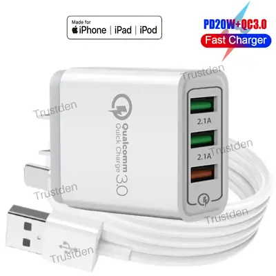 QC Power Adapter Cube Fast Charger USB Charging Cable For IPhone 5 6 7 8 X XR XS • $7.69