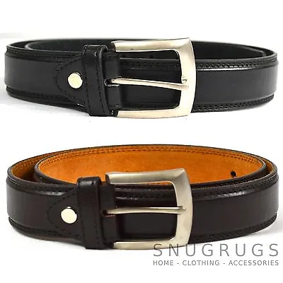 Mens Leather Belt Smooth Finish 1.25'' Milano Black Brown Medium Large Xl Xxl • £5.99