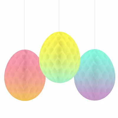 Honeycomb Paper Easter Eggs Hanging Decorations 18cm Party Wedding Tree - 3 Pack • £5.99