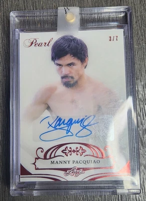 $31 • Buy Manny Pacquiao 2018-19 Leaf Pearl Auto RED 3/7 AU-MP1