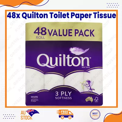 48x Quilton Toilet Paper Tissue Rolls 3-Ply 180 Sheets - Free Postage Best Price • $43.99