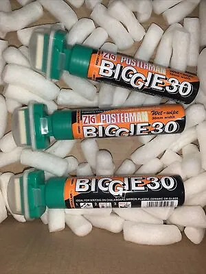 3 Zig Posterman Wet Wipe Biggie - Water-Based - 30mm Tip Marker Pen Green • £25