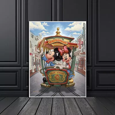 Canvas Print Disney Painting Mickey Main Street Trolley Home Wall Art Deco 16x20 • $16.99