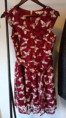 YUMI Burgundy Lace Butterfly Cap Sleeve Short Dress Women's Size 12 Euro 40 • £30