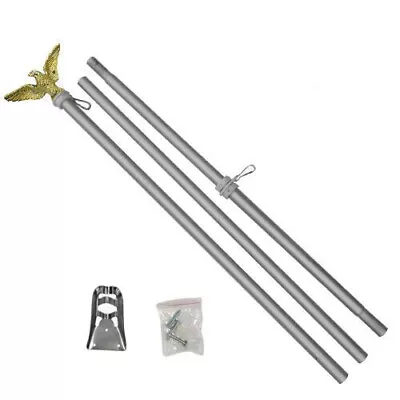 6ft Flag Pole 6' Outdoor Aluminum Wall Hanging Flag Pole Eagle Top W/ Bracket • $17.44