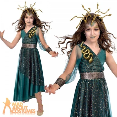 £22.49 • Buy Girls Medusa Costume Child Halloween Greek Roman Goddess Kids Fancy Dress Outfit