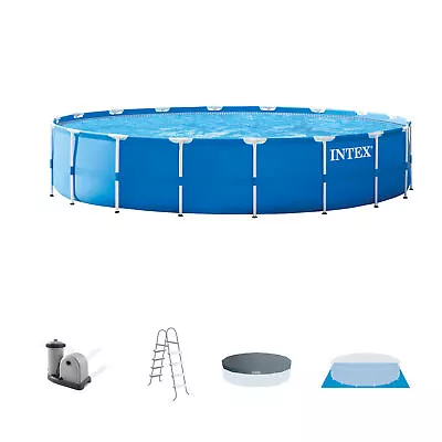 Intex 28253EH 18ft X 48in Metal Frame Above Ground Pool Set With Pump & Cover • $574.99