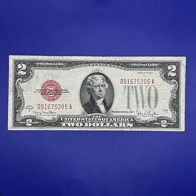 1928 G $2 Two Dollar Note Legal Tender Red Seal ~ 305 • $1