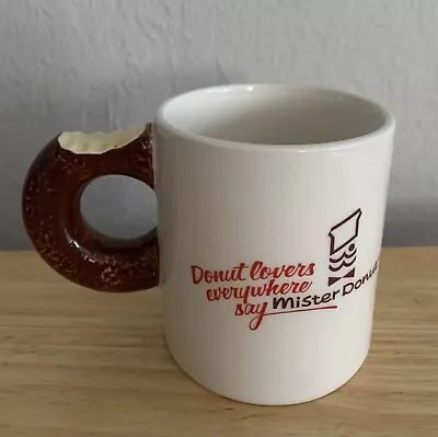 Vintage Mister Donut Coffee Mug Shaped Handle Restaurant Advertising Japan • $15