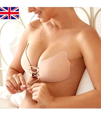 £3.80 • Buy Silicone Strapless Push Up Bra Backless Self Adhesive Invisible Lace Stick On UK