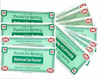 S & H Trading Green Stamps 2700 Certificates National Car Rental • $2.25