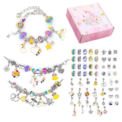 £11.99 • Buy Charms Bracelet Making Kit Beads Jewellery Pendant Set DIY Craft Girls Kids Gift