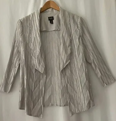 $19.50 • Buy Travelers By Chico's Size M 1 Dressy Silver Jacket Top Crinkled 3/4 Sleeves