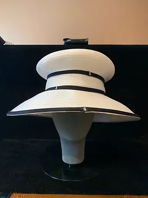 Ladies Church Hats White Mr. Song With Rhinestone And Mushroom Tiers Top Design • $85