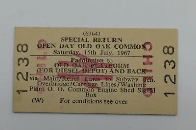 BRB Railway Ticket 1238 Open Day Old Oak Common 1967  Child • £3