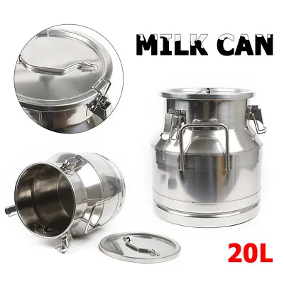 20L Milk Can Stainless Steel Container Oil Barrel Canister Bucket Restaurant USA • $79.90