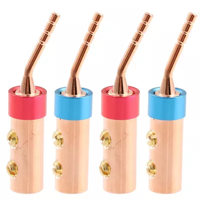 4pcs 2mm Angle Banana Plugs Screw Type Audio Speaker Wire Connector Red Copper • $7.16