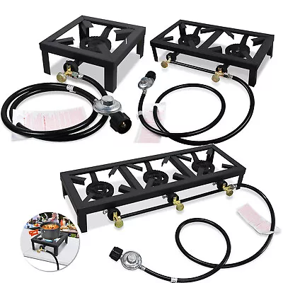 Propane Gas Burner Stove Camping BBQ Cooker Cooking &Low Pressure Regulator Hose • $54