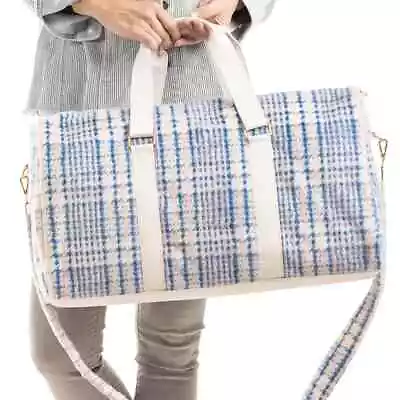 Katydid Blue Houndstooth Faux Fur Weekender Bag-brand New-perfect Staple!!! • $48